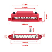 M6 2-post 12-way RV Yacht Terminal Nylon Flame Retardant Busbar, Color: Black