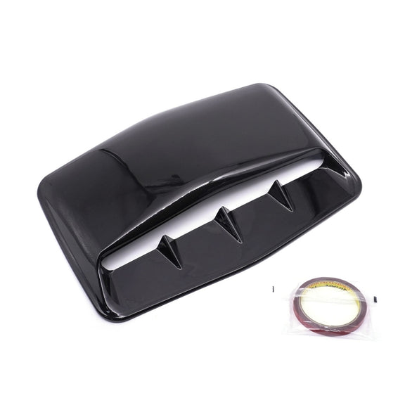 Universal Carbon Car Hood Scoop Air Flow Intake Decorative Turbo Bonnet Vent Cover With Tape(Black)