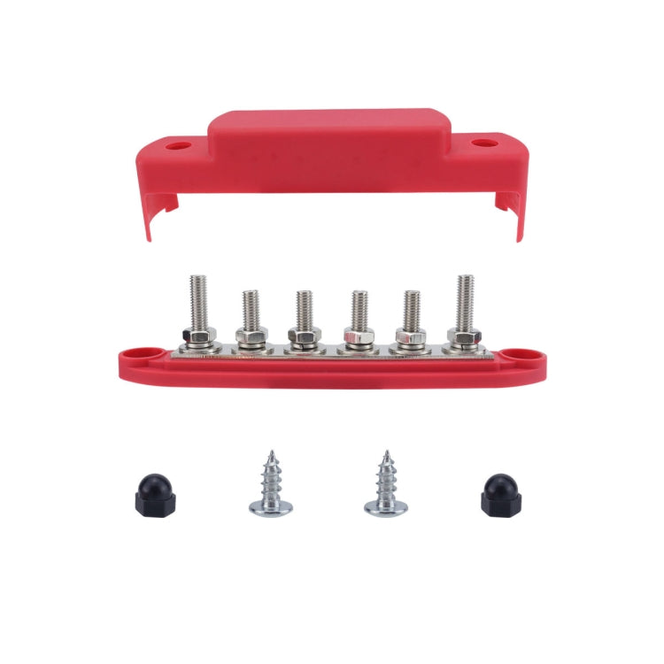 M8 Nylon Base RV Yacht Water-resistant Dustproof Cover 6-post Bus Bar, Color: Red