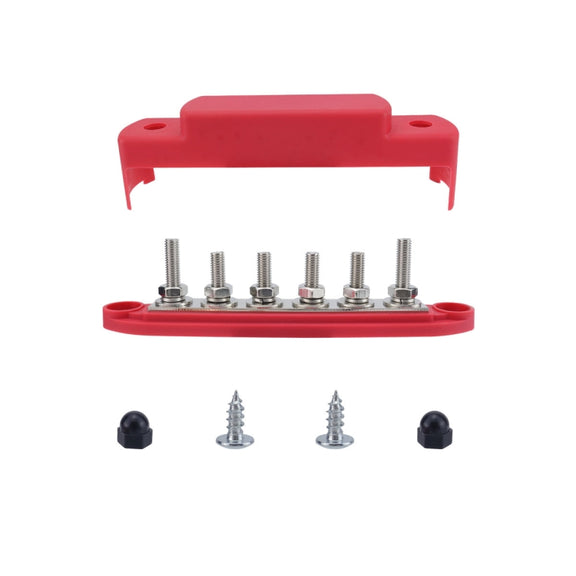 M8 Nylon Base RV Yacht Water-resistant Dustproof Cover 6-post Bus Bar, Color: Red