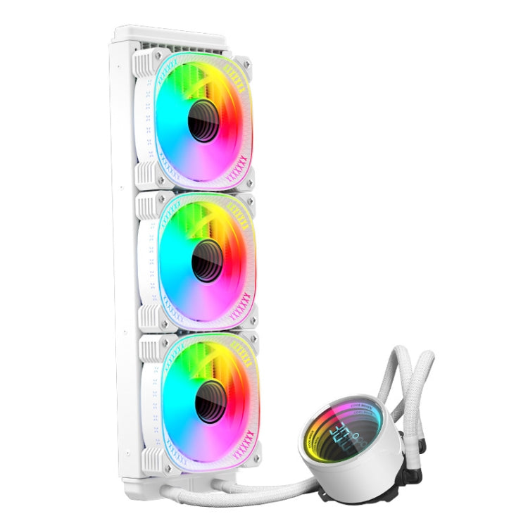 COOLMOON CM-YM-360T Computer ARGB Temperature Display Lens Multi-Platform Integrated CPU Cooler(White)