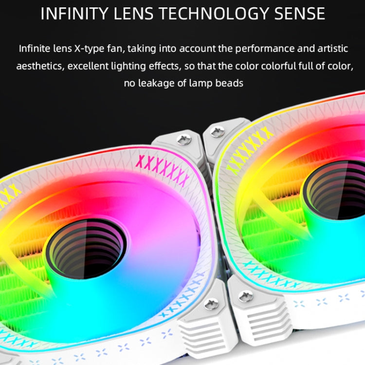 COOLMOON CM-YM-360T Computer ARGB Temperature Display Lens Multi-Platform Integrated CPU Cooler(Black)