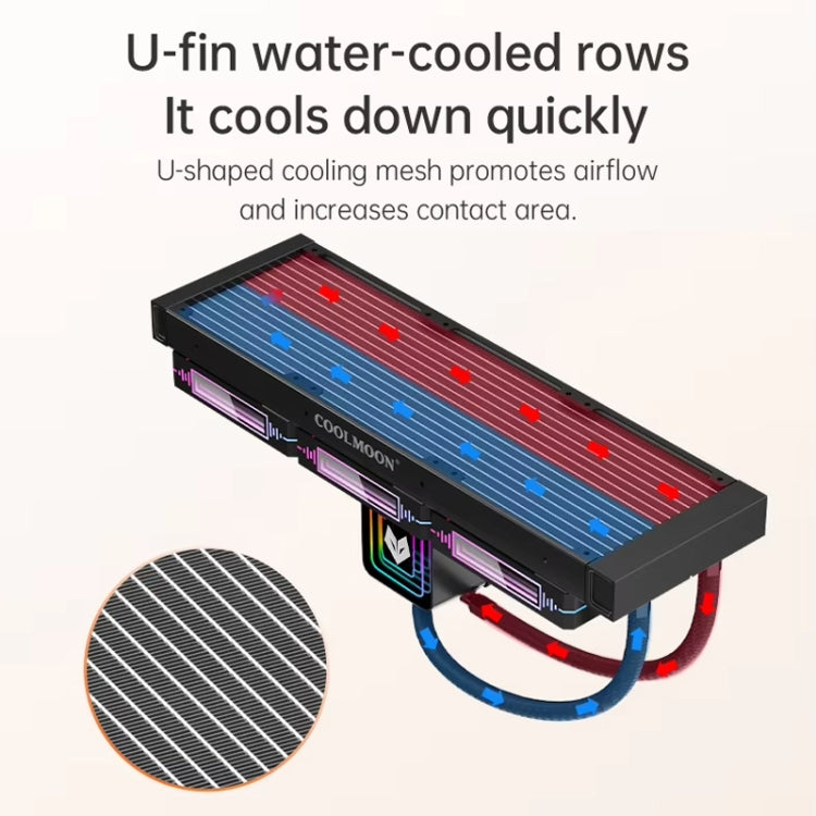 COOLMOON Glacier360 Computer Host Integrated ARGB CPU Water Cooler, Color: Black