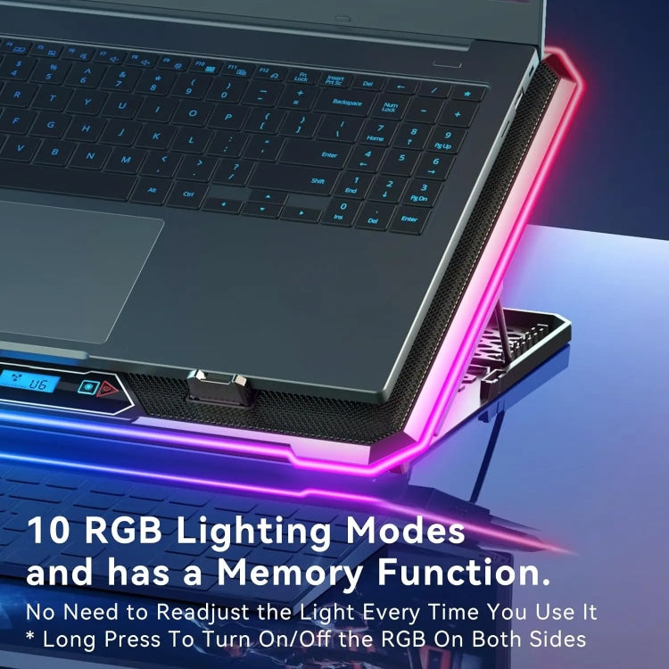 ICE COOREL K15C Smart Adjustable Laptop Radiator Base With RGB Lighting Effect, Color: 13 Fans