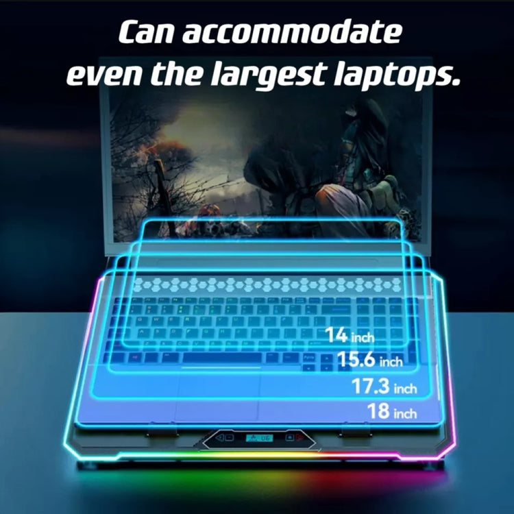 ICE COOREL K15C Smart Adjustable Laptop Radiator Base With RGB Lighting Effect, Color: 15 Fans