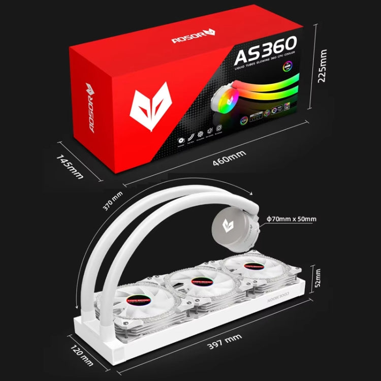 COOLMOON AS360 Magic Diamond Edition Computer Cooler ARGB Water Cooling Light Integrated CPU Radiator(Black)