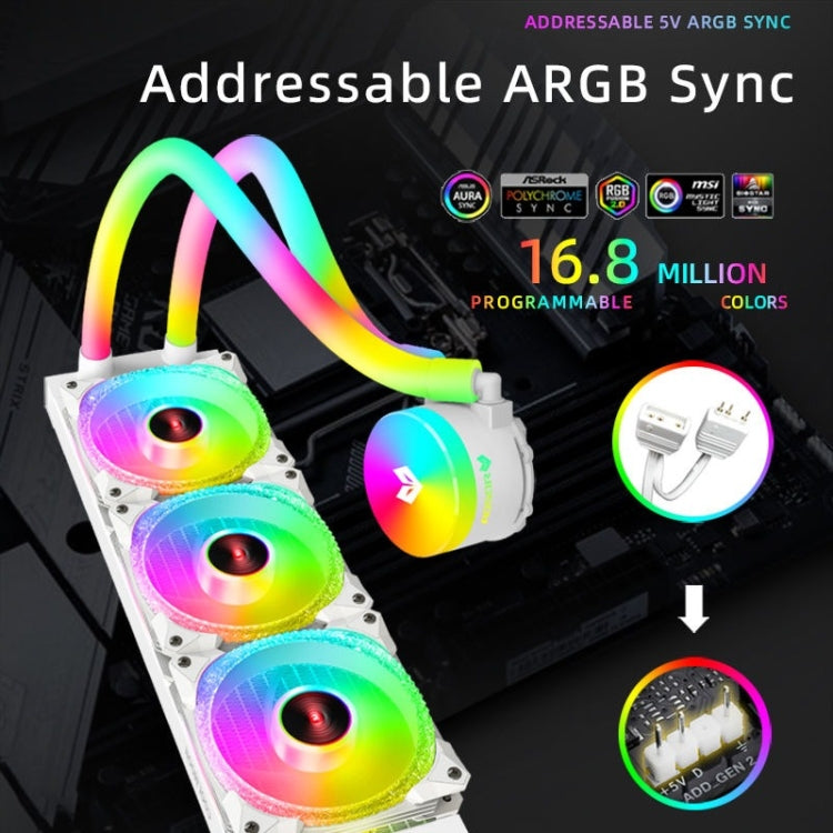 COOLMOON AS360 Magic Diamond Edition Computer Cooler ARGB Water Cooling Light Integrated CPU Radiator(White)