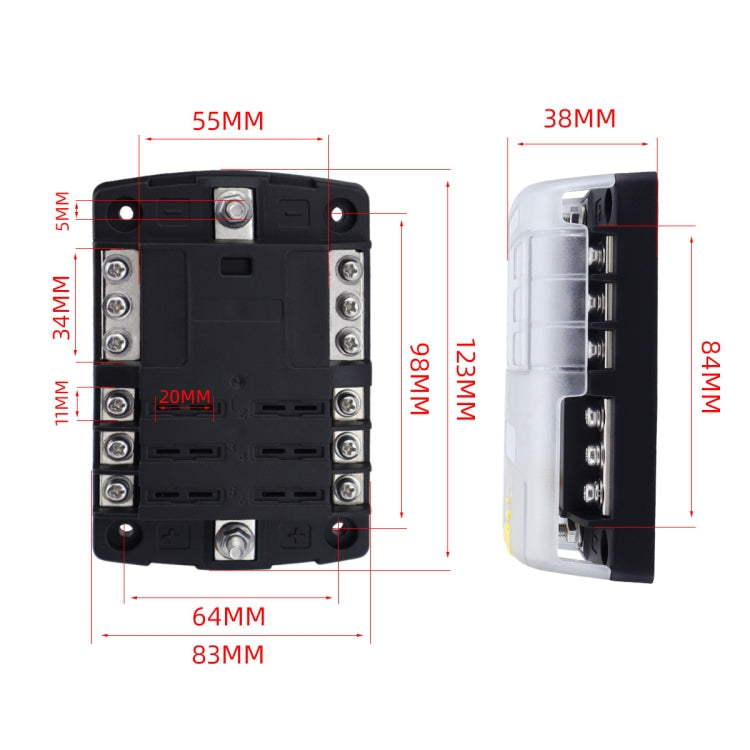 6-Way LED Indicator Fuse Box Socket For RV And Yacht, Set: Configuration 2