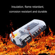 RV Yacht 12-way LED Insulated Flame-retardant Fuse Holder Box with Wire(Configuration 2)