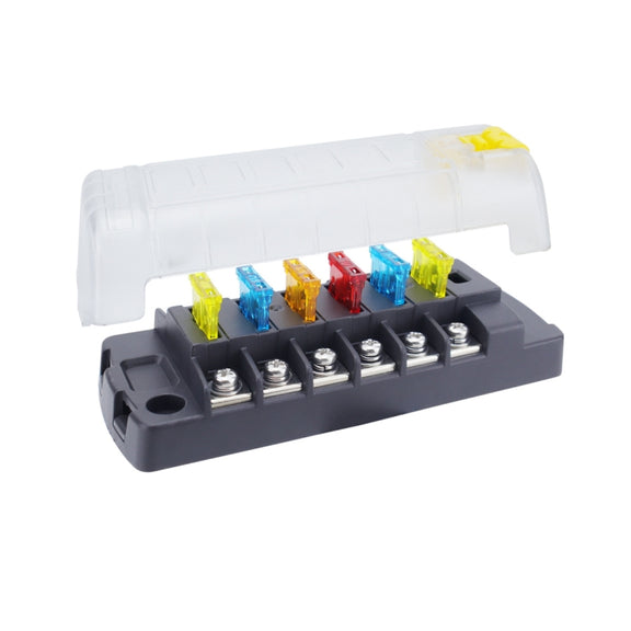 6-Way Plug-In Insulated Cover Fuse Box For Cars Yachts, Set: Enhanced Version B