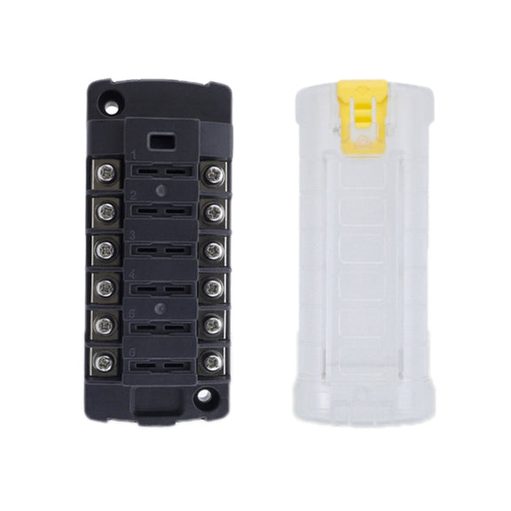 6-Way Plug-In Insulated Cover Fuse Box For Cars Yachts, Set: Enhanced Version A