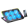 ICE COOREL A9R 6-fans Adjustable Laptop Stand Radiator with RGB Atmosphere Light(Black) - free shipping - PMC TechLife - Order now!