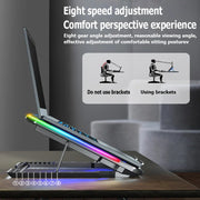 ICE COOREL A9R 6-fans Adjustable Laptop Stand Radiator with RGB Atmosphere Light(Black)