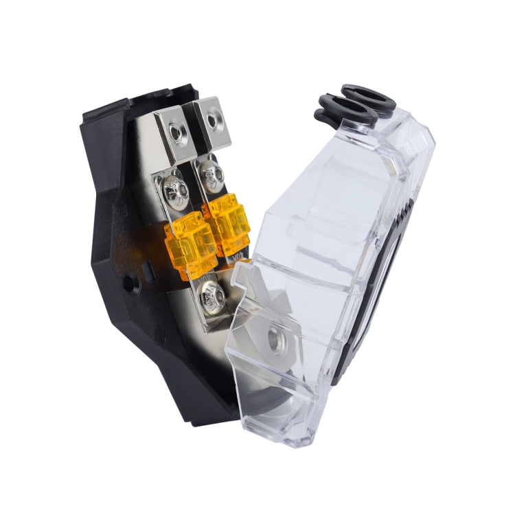 80A Car Audio Amplifier Modified Solid Brass Fuse Holder With Transparent Cover, Specifications: 2-way