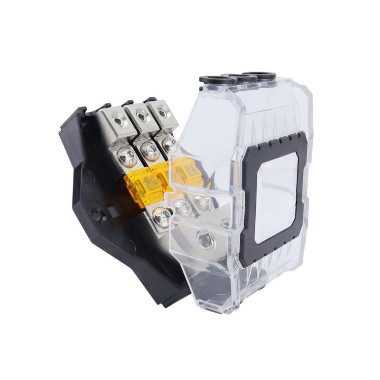 80A Car Audio Amplifier Modified Solid Brass Fuse Holder With Transparent Cover, Specifications: 3-way