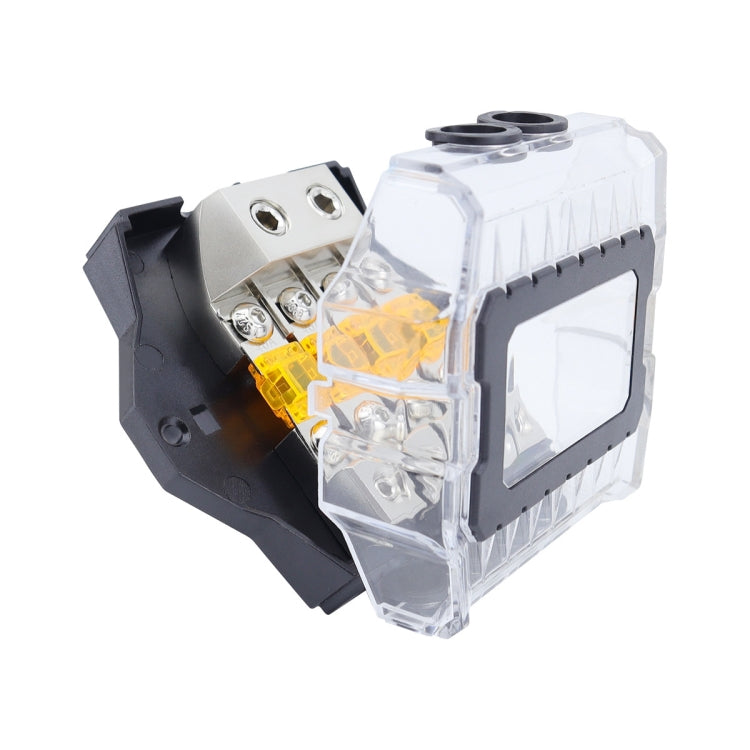 80A Car Audio Amplifier Modified Solid Brass Fuse Holder With Transparent Cover, Specifications: 4-way