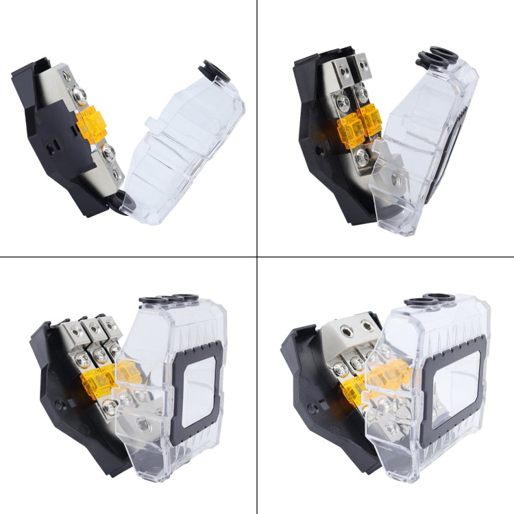 80A Car Audio Amplifier Modified Solid Brass Fuse Holder With Transparent Cover, Specifications: 4-way