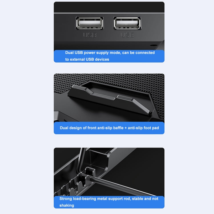 ICE COOREL K22 4-fans Adjustable Laptop Radiator Base with Atmosphere Light with Speed Regulation