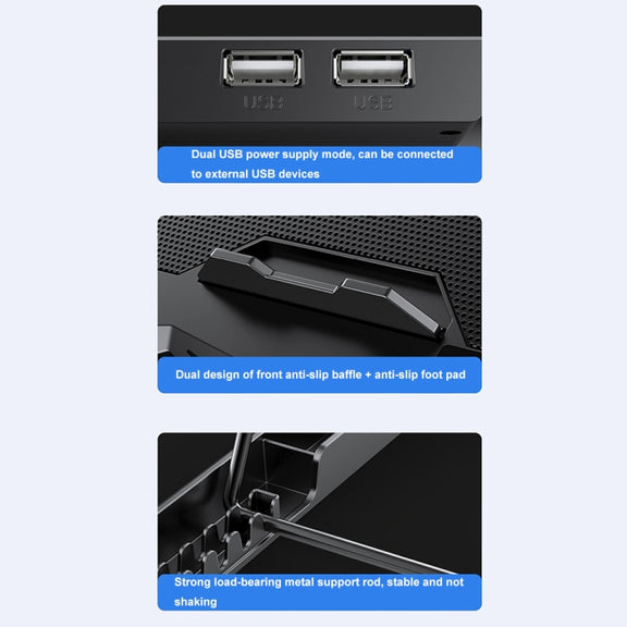 ICE COOREL K22 4-fans Adjustable Laptop Radiator Base with Atmosphere Light with Speed Regulation
