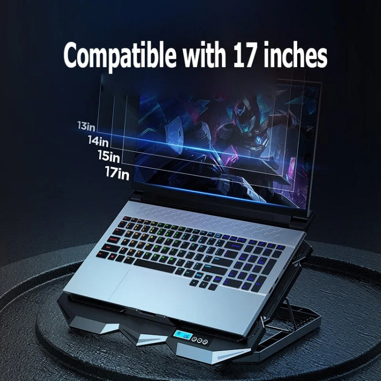 ICE COOREL K22 4-fans Adjustable Laptop Radiator Base with Atmosphere Light with LCD Display