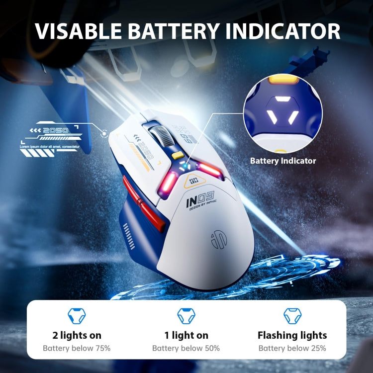 Inphic IN9 Tri-mode Wireless Bluetooth Gaming Office Computer Mouse(Blue)