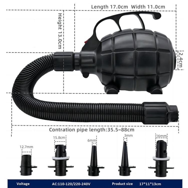 Electric Air Pump Household Inflatable Pump 600W High Power Electric Inflator, Plug: US Plug