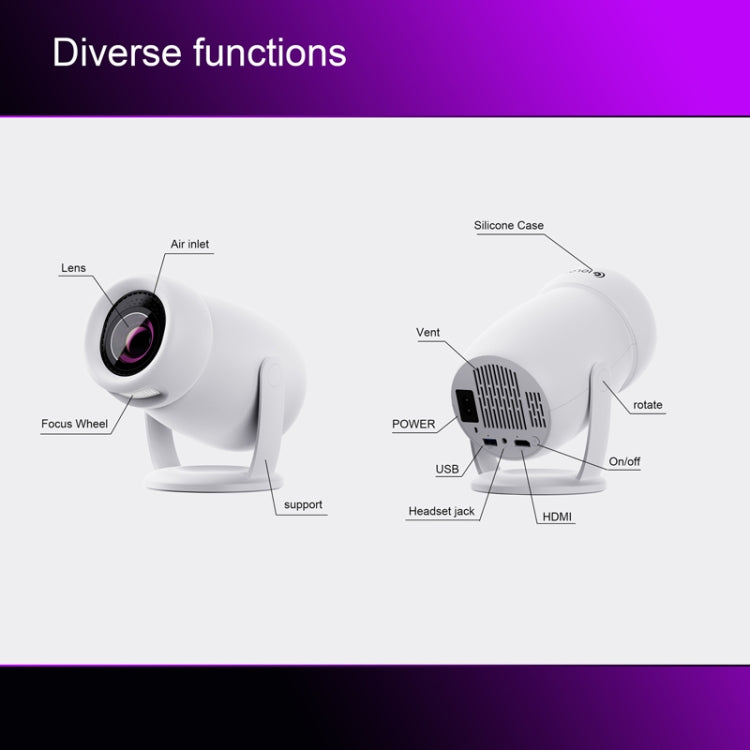 HY400 Android 12.0 System Intelligent Projector Portable Family Projector US Plug