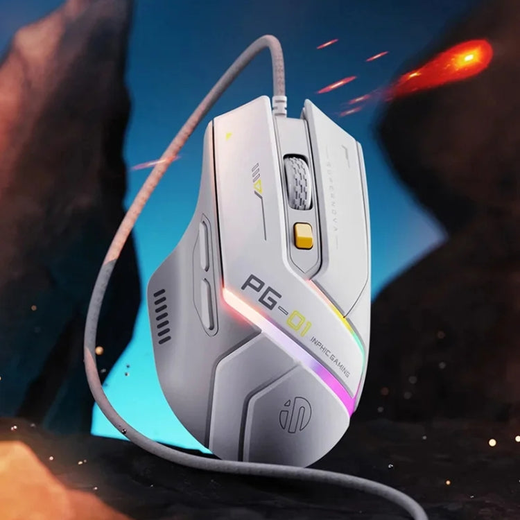 Inphic PG1 RGB Light Emitting Computer Gaming Wired Mouse(White)