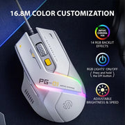 Inphic PG1 RGB Light Emitting Computer Gaming Wired Mouse(White)