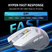 Inphic PG1 RGB Light Emitting Computer Gaming Wired Mouse(White)