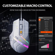 Inphic PG1 RGB Light Emitting Computer Gaming Wired Mouse(White)