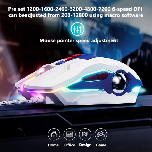 Inphic W9P Glowing Computer Gaming Wired Mouse(Silent Version)