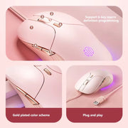 Inphic B8 Mute Light Emitting Wired Mice Home Office Gaming Computer Mouse(Milk Tea Color)