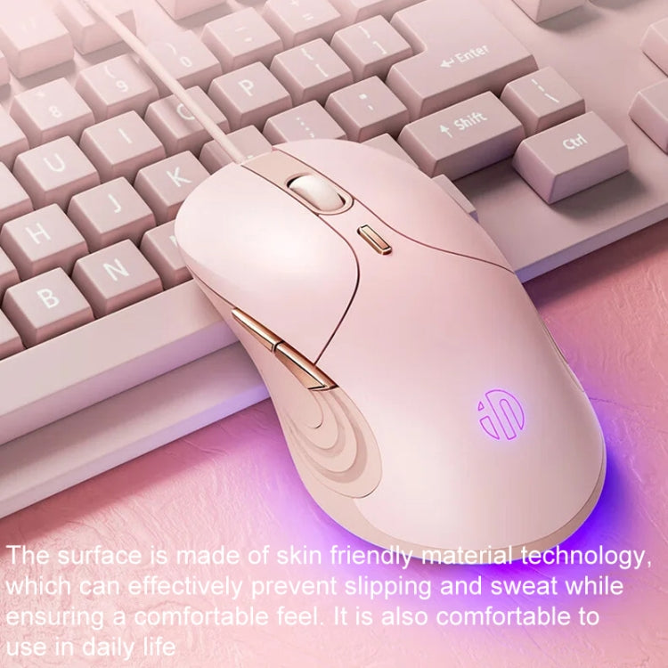 Inphic B8 Mute Light Emitting Wired Mice Home Office Gaming Computer Mouse(Milk Tea Color)