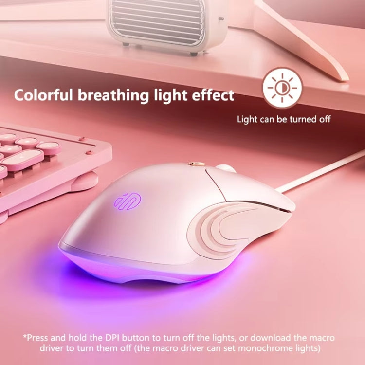 Inphic B8 Mute Light Emitting Wired Mice Home Office Gaming Computer Mouse(Milk Tea Color)