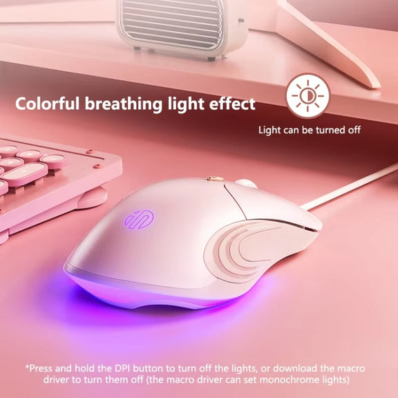 Inphic B8 Mute Light Emitting Wired Mice Home Office Gaming Computer Mouse(Milk Tea Color)