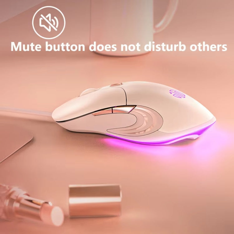 Inphic B8 Mute Light Emitting Wired Mice Home Office Gaming Computer Mouse(Milk Tea Color)