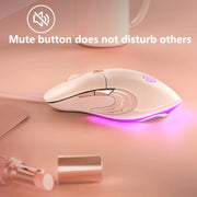 Inphic B8 Mute Light Emitting Wired Mice Home Office Gaming Computer Mouse(Milk Tea Color)