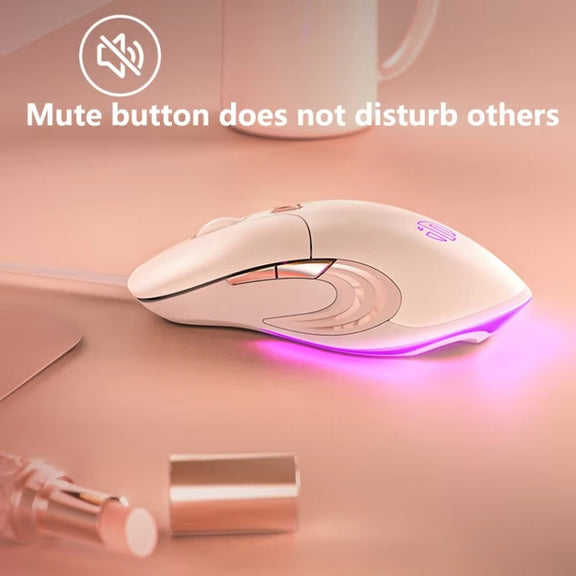 Inphic B8 Mute Light Emitting Wired Mice Home Office Gaming Computer Mouse(Milk Tea Color)