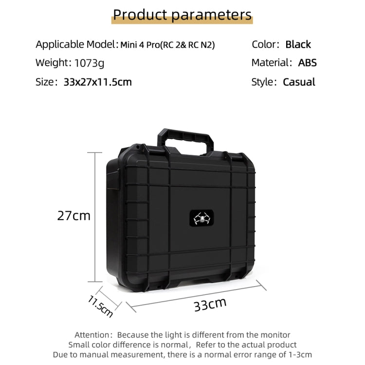 For DJI Mini 4 Pro Drone Suitcase Explosion-proof Box Compatible with RC 2 & RC-N2(Black)
