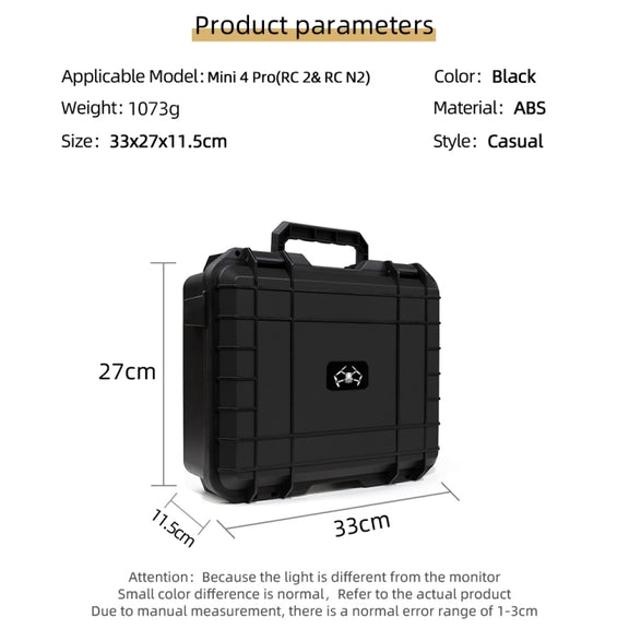 For DJI Mini 4 Pro Drone Suitcase Explosion-proof Box Compatible with RC 2 & RC-N2(Black)