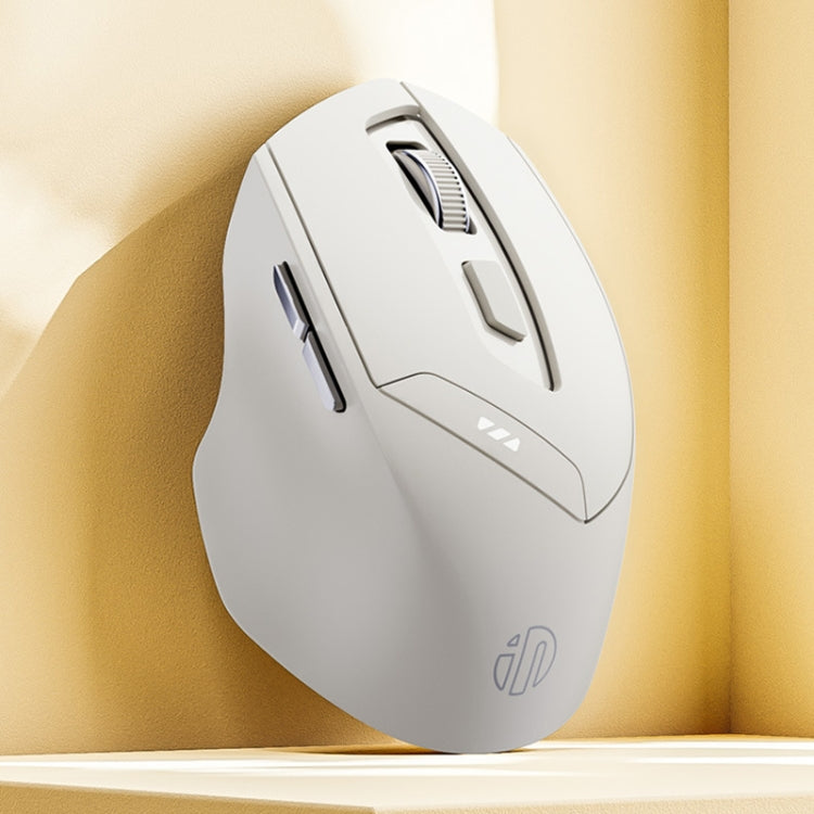 Inphic DR6 2.4G Wireless + Bluetooth 5.0/4.0 Tri-mode Charging Mute Office Gaming Computer Mouse(White Apricot)