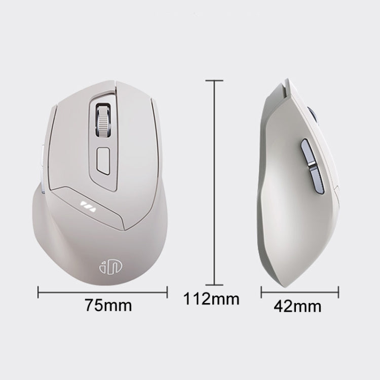 Inphic DR6 2.4G Wireless + Bluetooth 5.0/4.0 Tri-mode Charging Mute Office Gaming Computer Mouse(White Apricot)