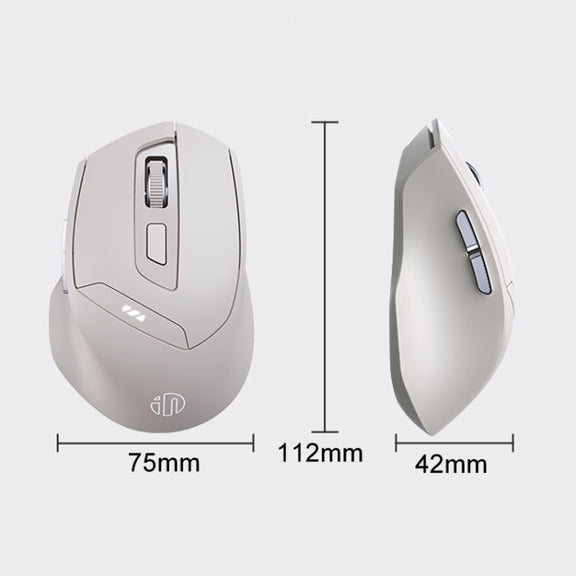 Inphic DR6 2.4G Wireless + Bluetooth 5.0/4.0 Tri-mode Charging Mute Office Gaming Computer Mouse(White Apricot)