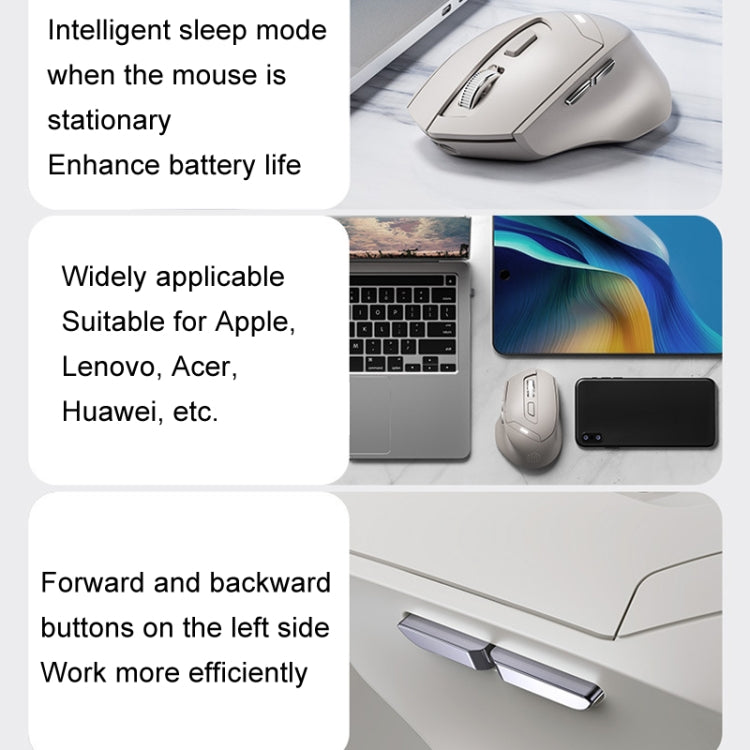 Inphic DR6 2.4G Wireless + Bluetooth 5.0/4.0 Tri-mode Charging Mute Office Gaming Computer Mouse(White Apricot)