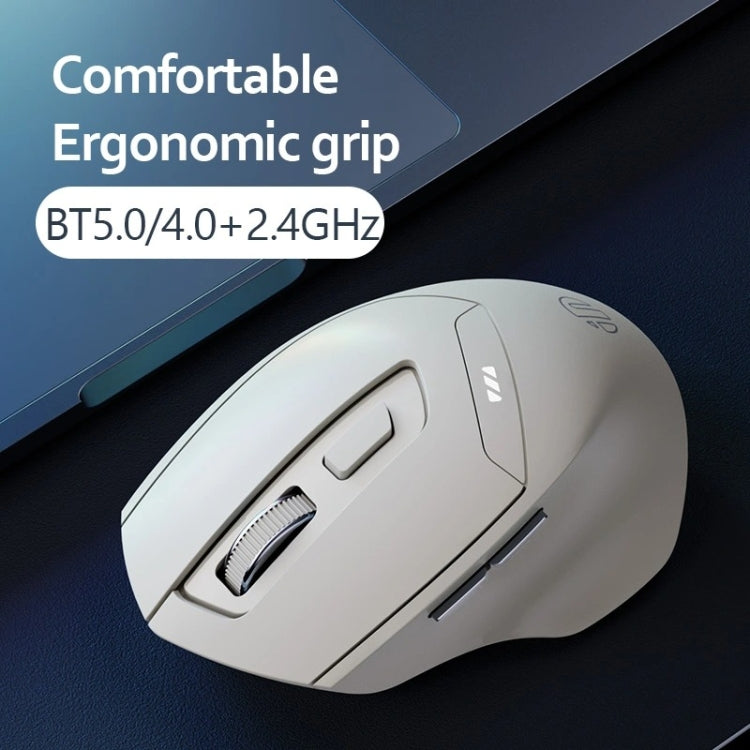 Inphic DR6 2.4G Wireless + Bluetooth 5.0/4.0 Tri-mode Charging Mute Office Gaming Computer Mouse(White Apricot)