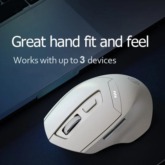 Inphic DR6 2.4G Wireless + Bluetooth 5.0/4.0 Tri-mode Charging Mute Office Gaming Computer Mouse(White Apricot)