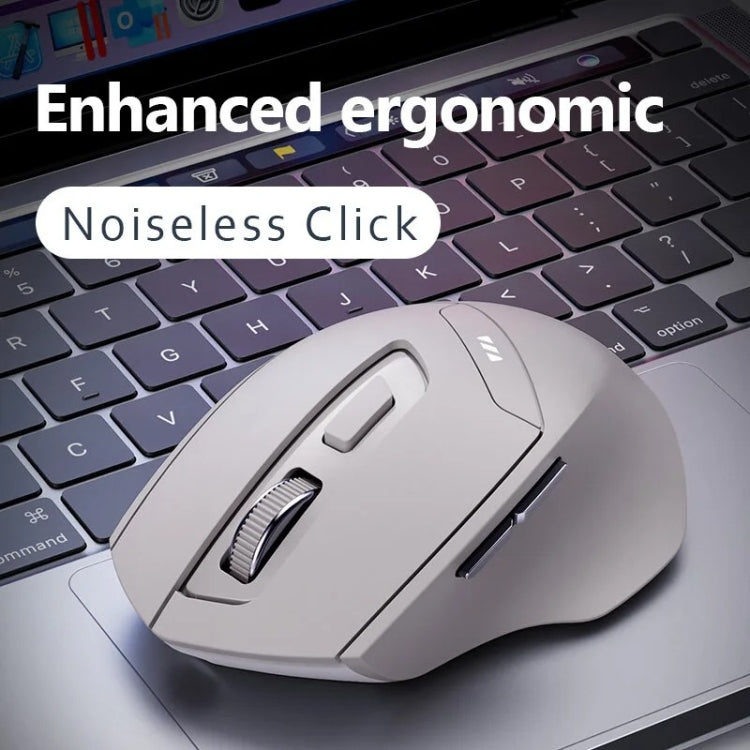 Inphic DR6 2.4G Wireless + Bluetooth 5.0/4.0 Tri-mode Charging Mute Office Gaming Computer Mouse(White Apricot)