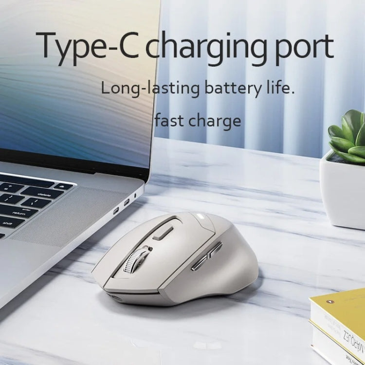 Inphic DR6 2.4G Wireless + Bluetooth 5.0/4.0 Tri-mode Charging Mute Office Gaming Computer Mouse(White Apricot)