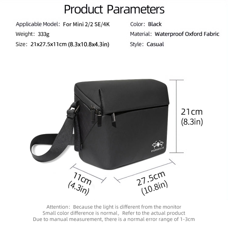 For DJI Mini 4K / Mini 2 SE / Mini 2 Portable Water-resistant Shoulder Bag Messenger Bag(Black)